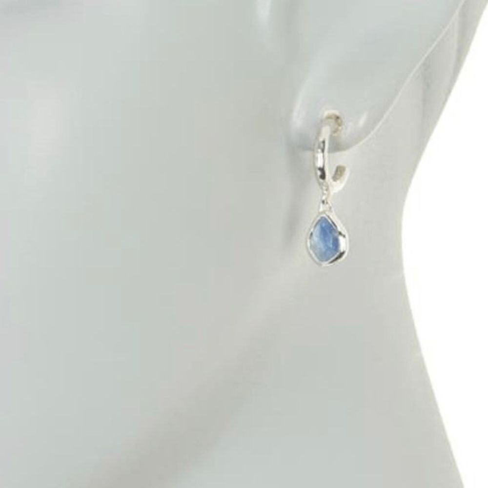 Monica Vinader Sterling Silver Siren Mini Kyanite Nugget Huggie Earrings, NWT - Picture 7 of 16
